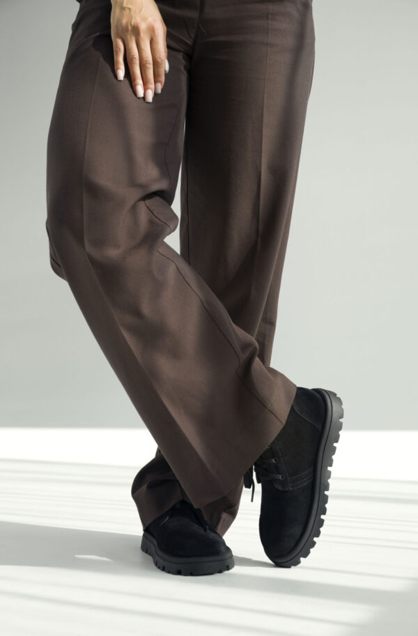 Замшеві черевики чорні з широким носком | 91544