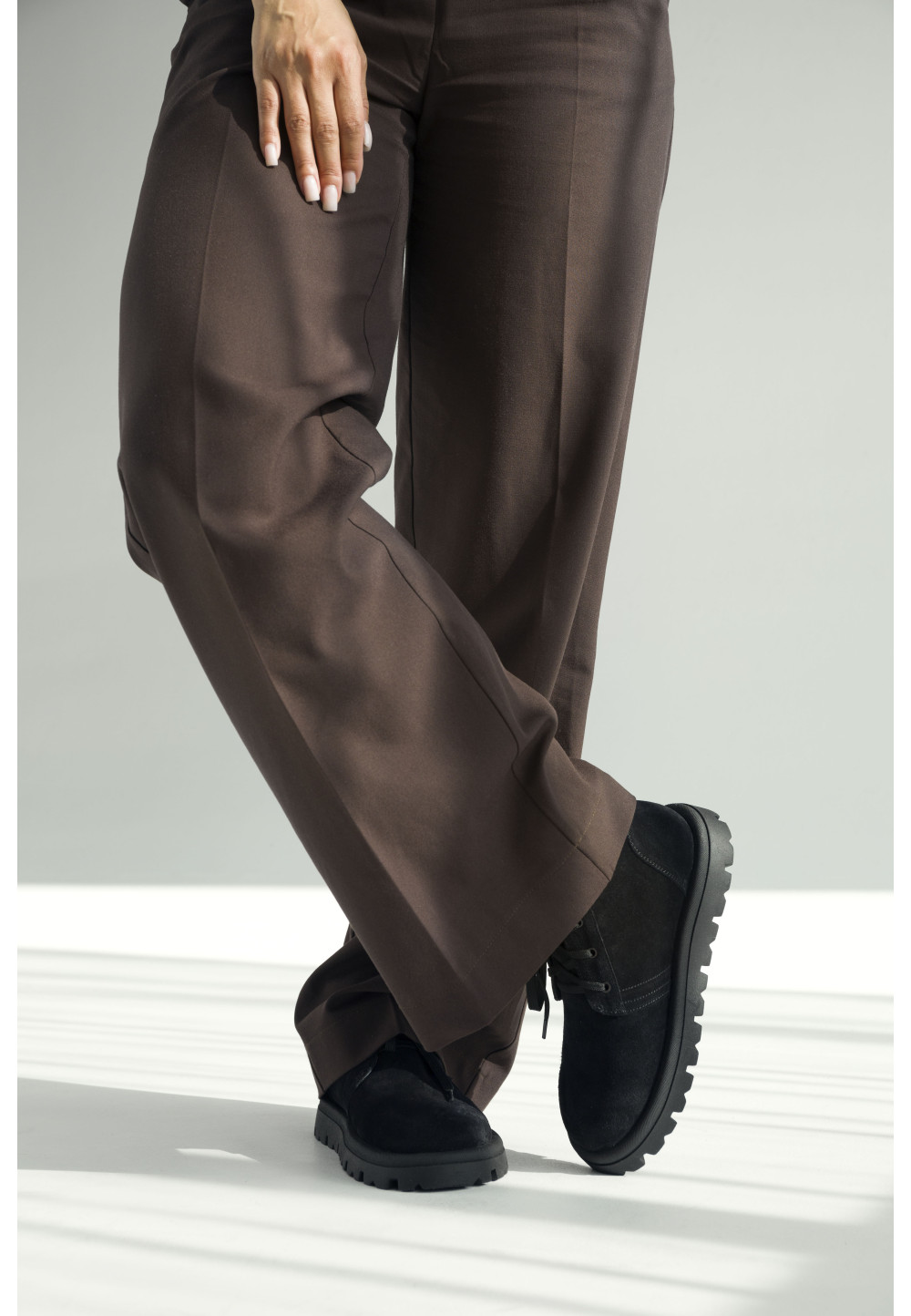 Замшеві черевики чорні з широким носком | 91544