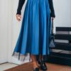 Стильна двошарова спідниця-напівсонце синя | 91423 Стильна двошарова спідниця-напівсонце синя | 91423