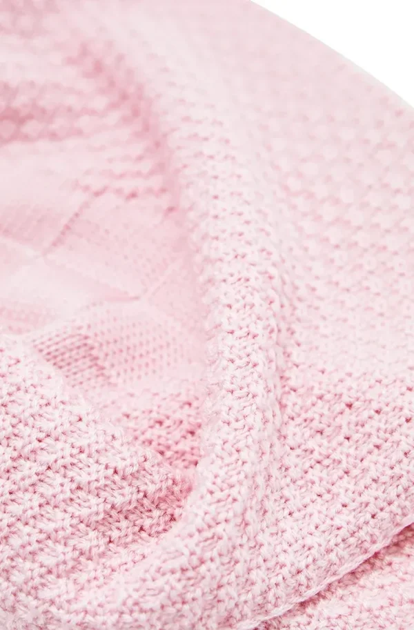 В'язаний плед світло-рожевий 120x120 | 91447