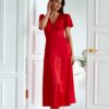 Довга святкова шовкова сукня червона | 91487 Довга святкова шовкова сукня червона | 91487