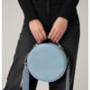 Шкіряна сумка круглої форми блакитна | 91622