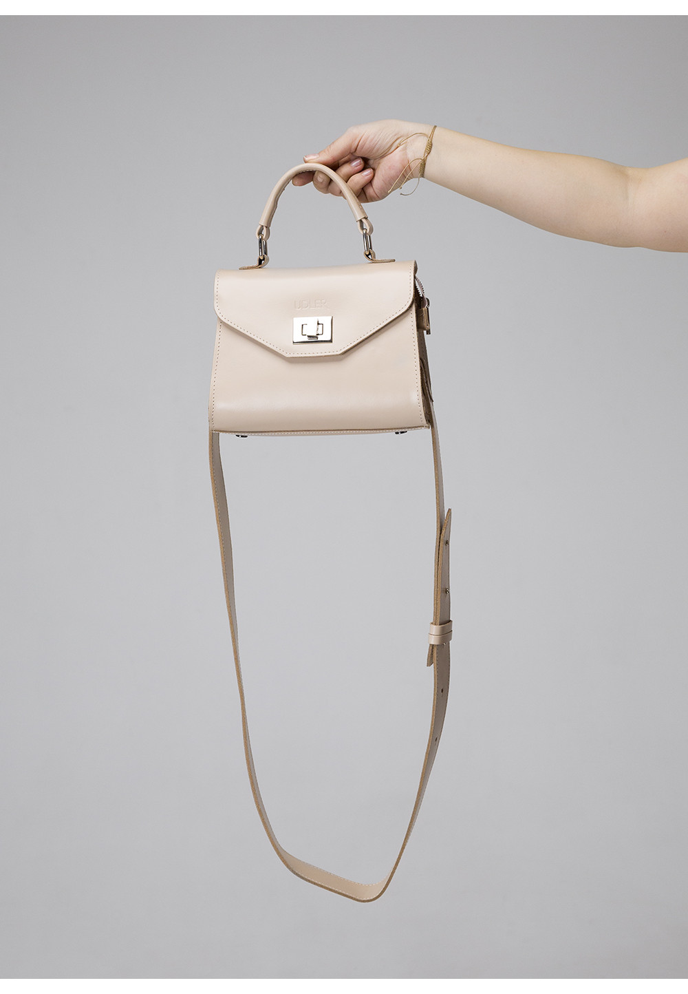 Шкіряна сумка бежевого кольору | 91616