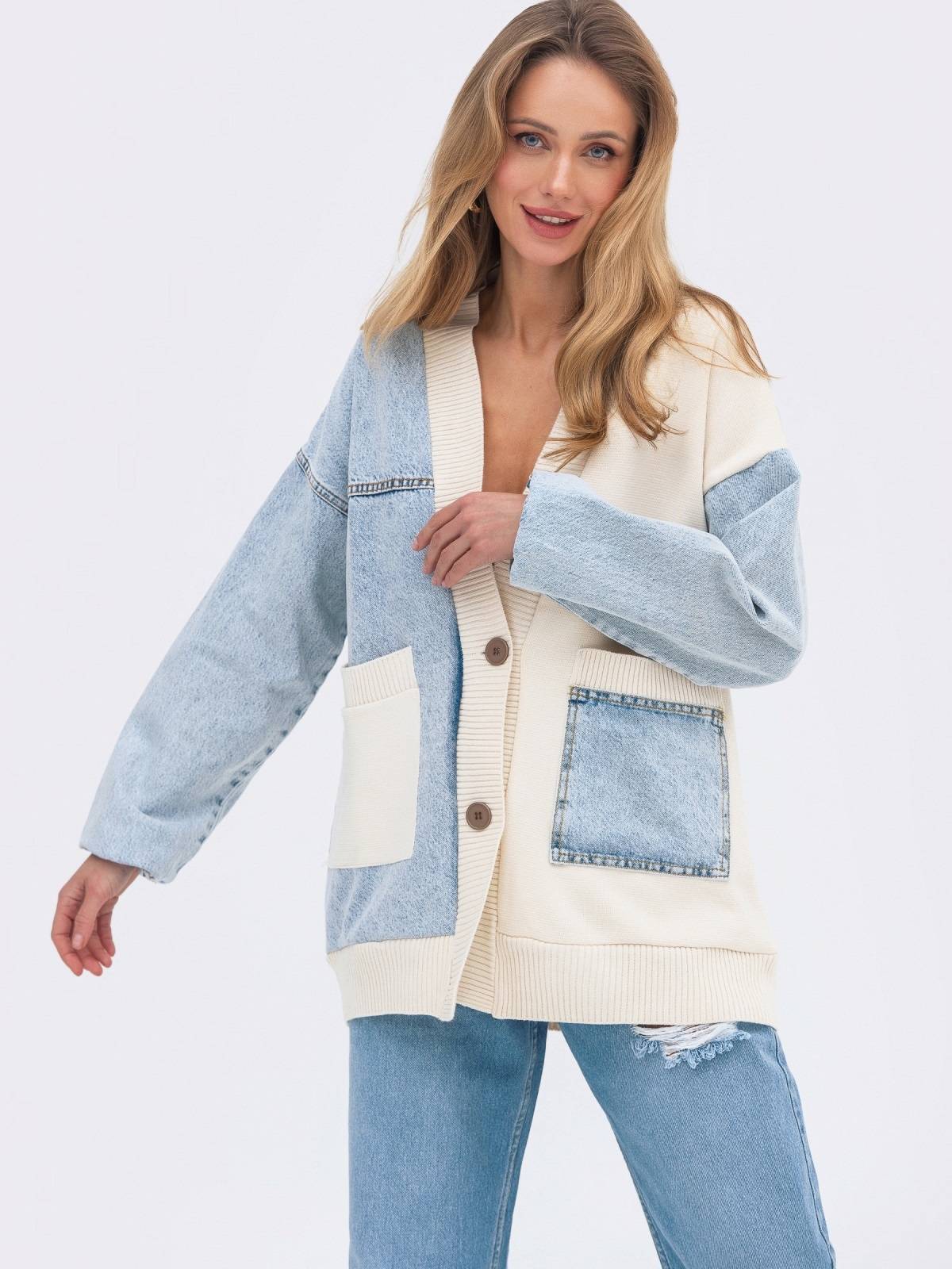 Жіночий джинсовий кардиган блакитний | 91398 Жіночий джинсовий кардиган блакитний | 91398
