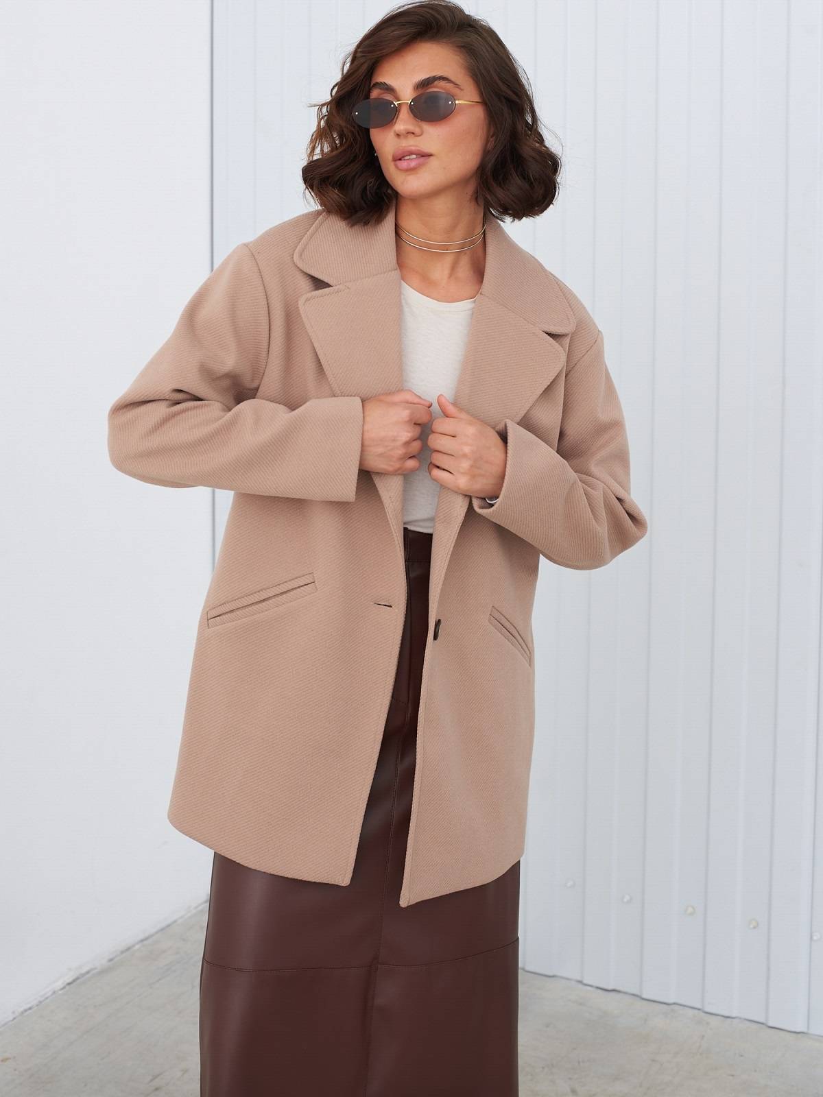 Демісезонне вовняне пальто-піджак бежеве | 91958 Демісезонне вовняне пальто-піджак бежеве | 91958