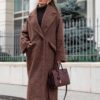 Демісезонне об'ємне пальто коричневе | 91895 Демісезонне об'ємне пальто коричневе | 91895