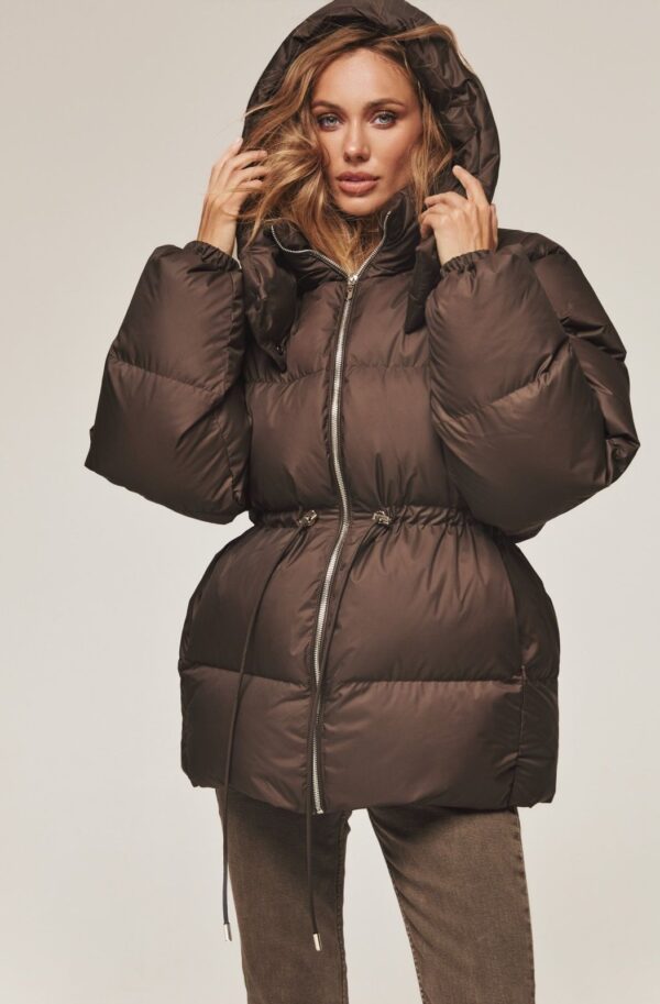 Зимова куртка зі знімним каптуром коричнева | 91872