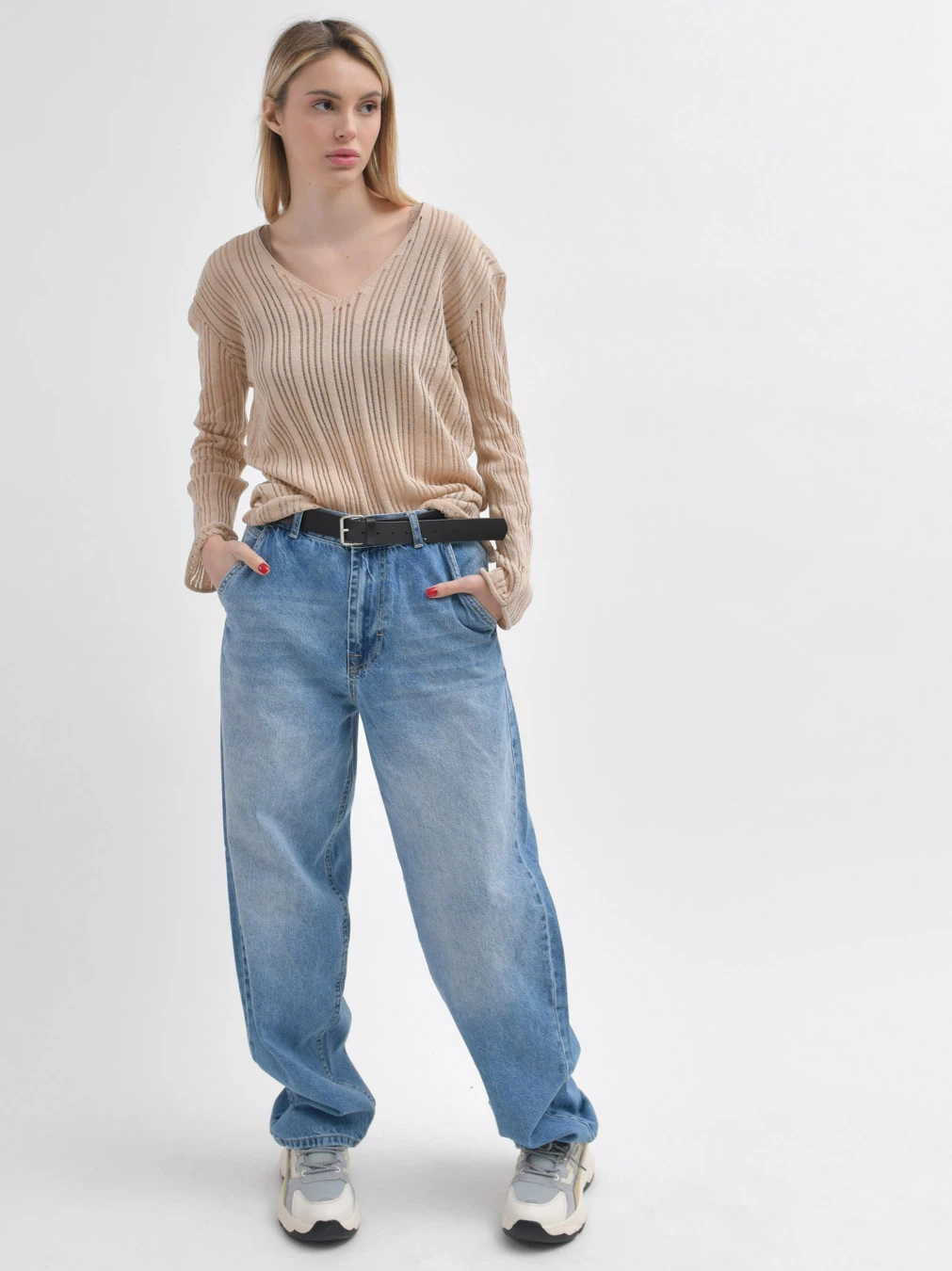 Жіночі широкі джинси baggy блакитні | 91411 Жіночі широкі джинси baggy блакитні | 91411