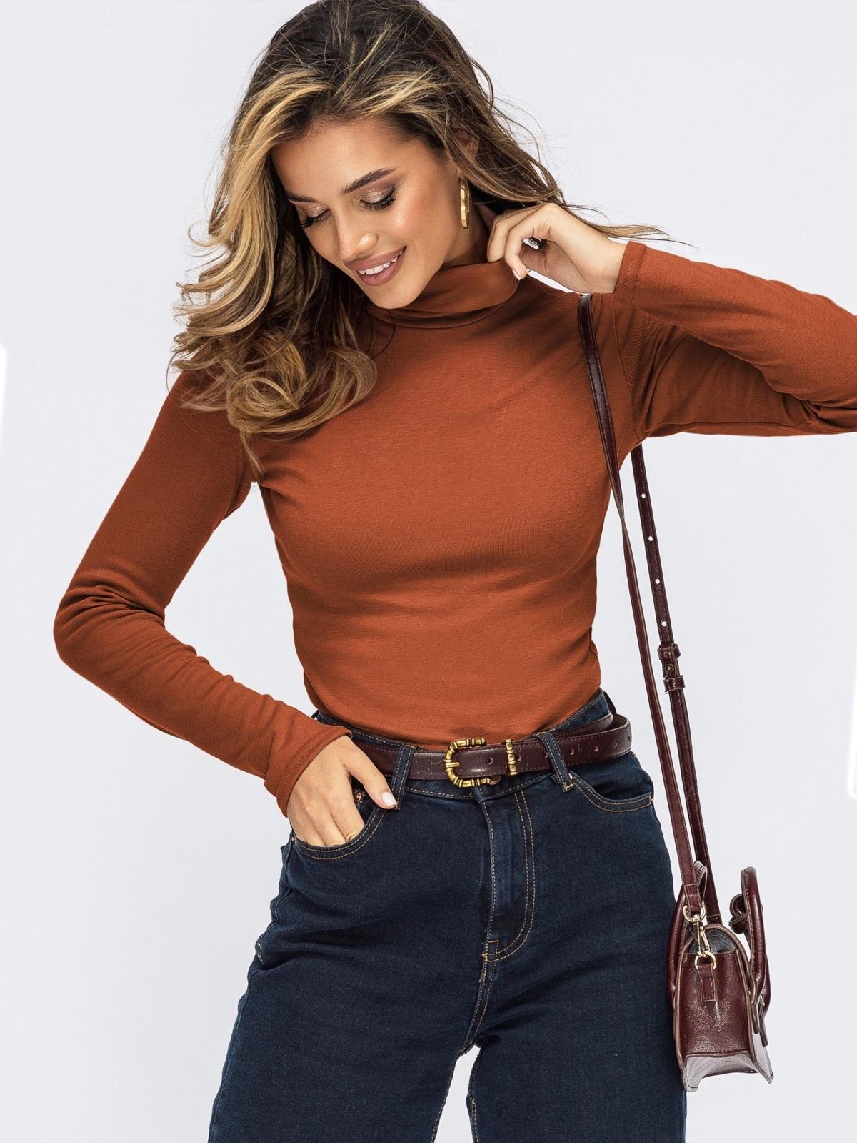 Гольф теракотовий з м'якого трикотажу | 91373 Гольф теракотовий з м'якого трикотажу | 91373