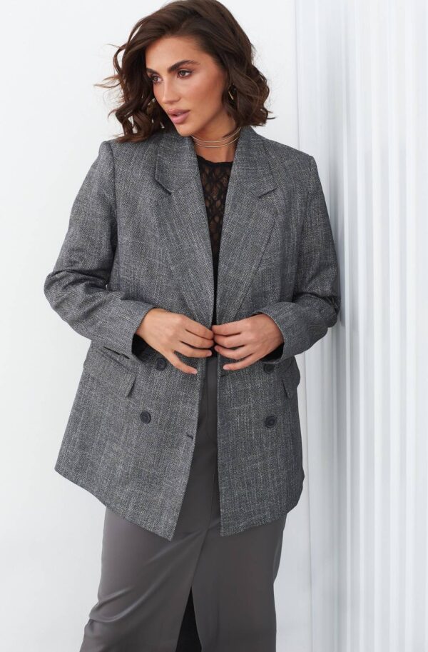 Піджак з ниткою люрексу темно-сірий | 91435