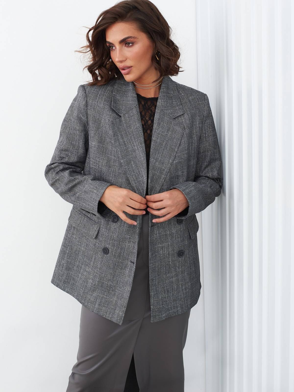 Піджак з ниткою люрексу темно-сірий | 91435 Піджак з ниткою люрексу темно-сірий | 91435