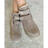 Зимові замшеві черевики на липучках бежеві | 91532