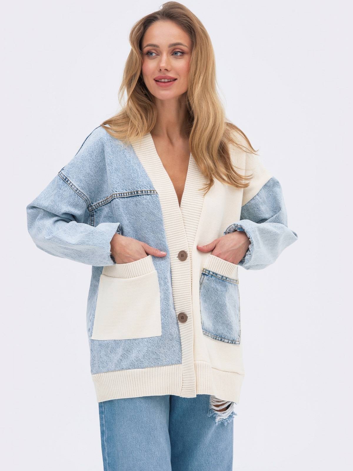 Жіночий джинсовий кардиган блакитний | 91398 Жіночий джинсовий кардиган блакитний | 91398