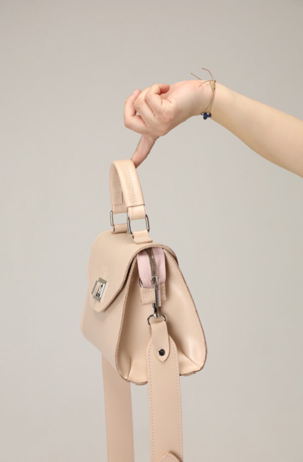 Шкіряна сумка бежевого кольору | 91616