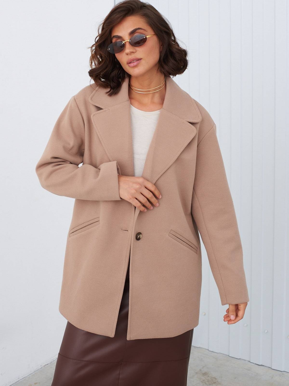 Демісезонне вовняне пальто-піджак бежеве | 91958 Демісезонне вовняне пальто-піджак бежеве | 91958