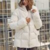 Зимова куртка з вставками з екохутра молочна | 91837 Зимова куртка з вставками з екохутра молочна | 91837