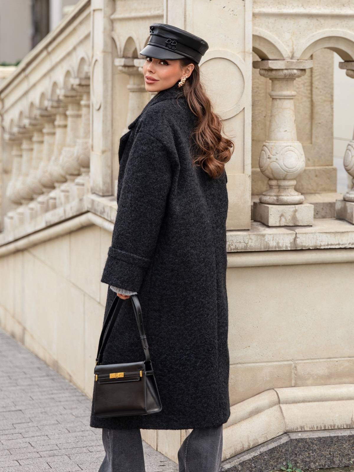 Пальто з широкими лацканами чорне | 91781 Пальто з широкими лацканами чорне | 91781