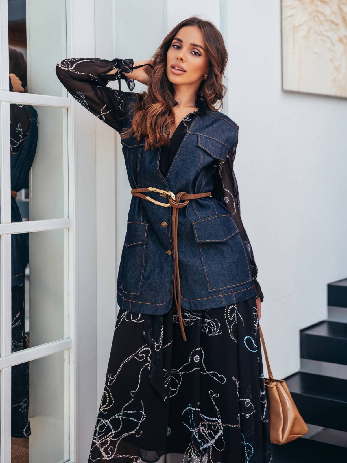 Джинсовий подовжений жилет темно-синій | 91175 Джинсовий подовжений жилет темно-синій | 91175