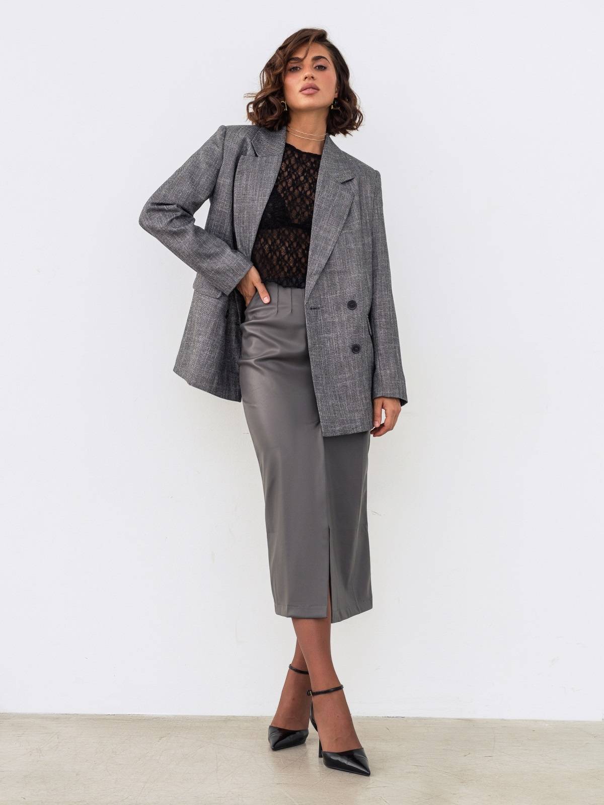 Піджак з ниткою люрексу темно-сірий | 91435 Піджак з ниткою люрексу темно-сірий | 91435