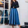 Стильна двошарова спідниця-напівсонце синя | 91423 Стильна двошарова спідниця-напівсонце синя | 91423