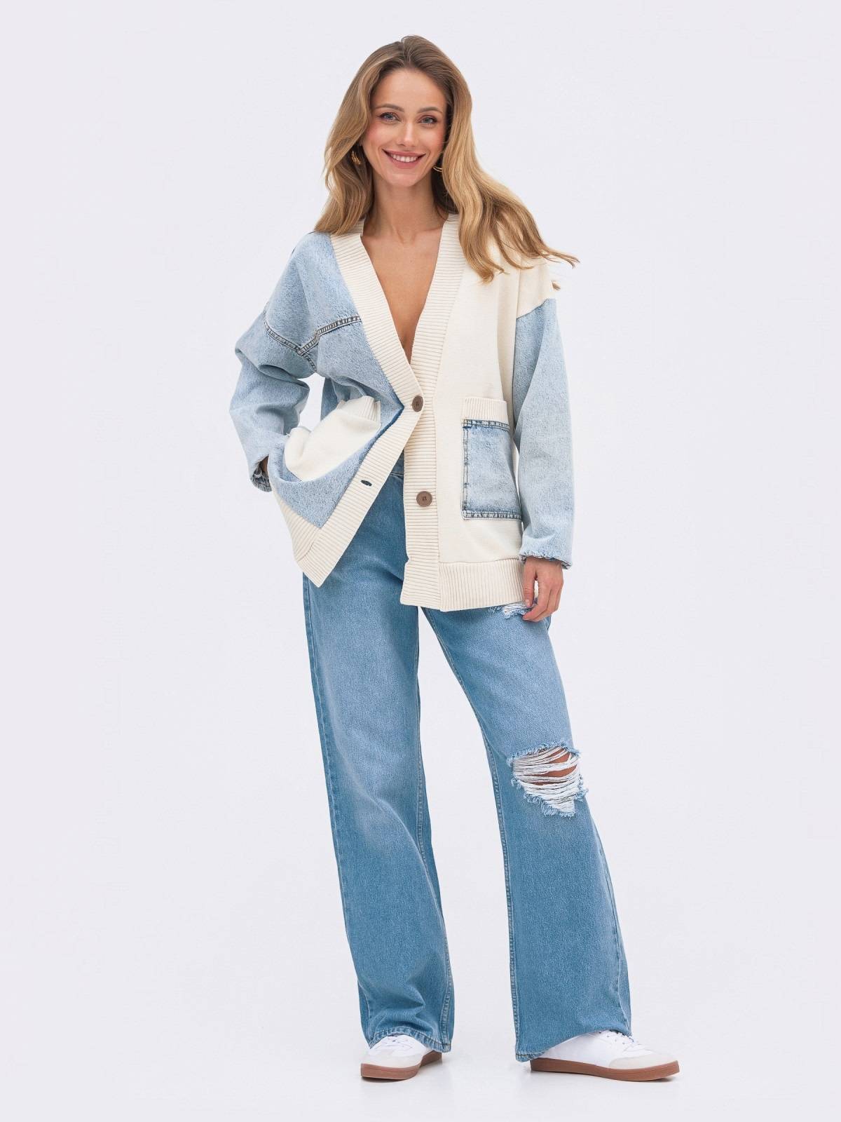 Жіночий джинсовий кардиган блакитний | 91398 Жіночий джинсовий кардиган блакитний | 91398