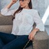Блузка молочна з бавовняної прошви | 91131