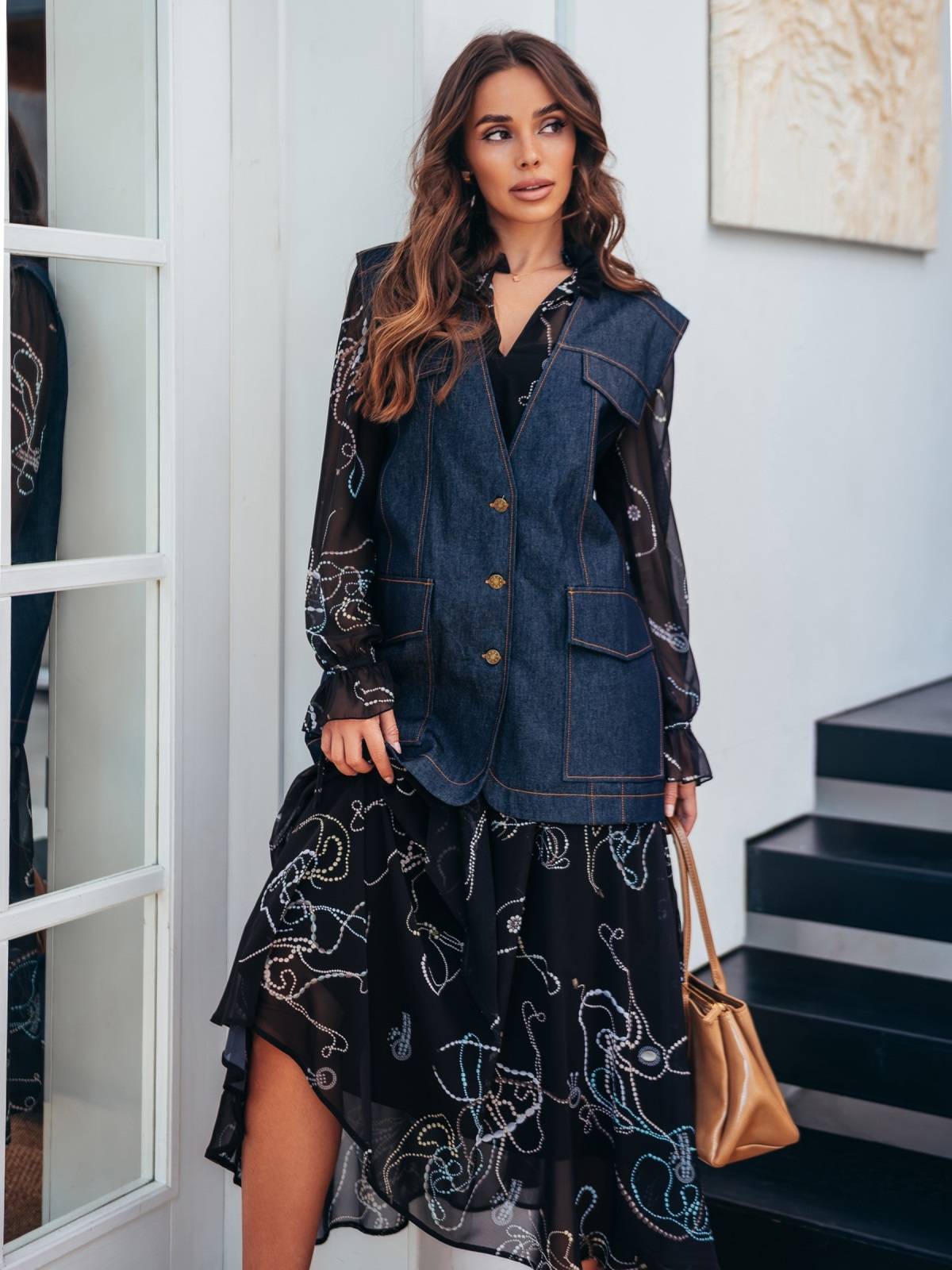 Джинсовий подовжений жилет темно-синій | 91175 Джинсовий подовжений жилет темно-синій | 91175