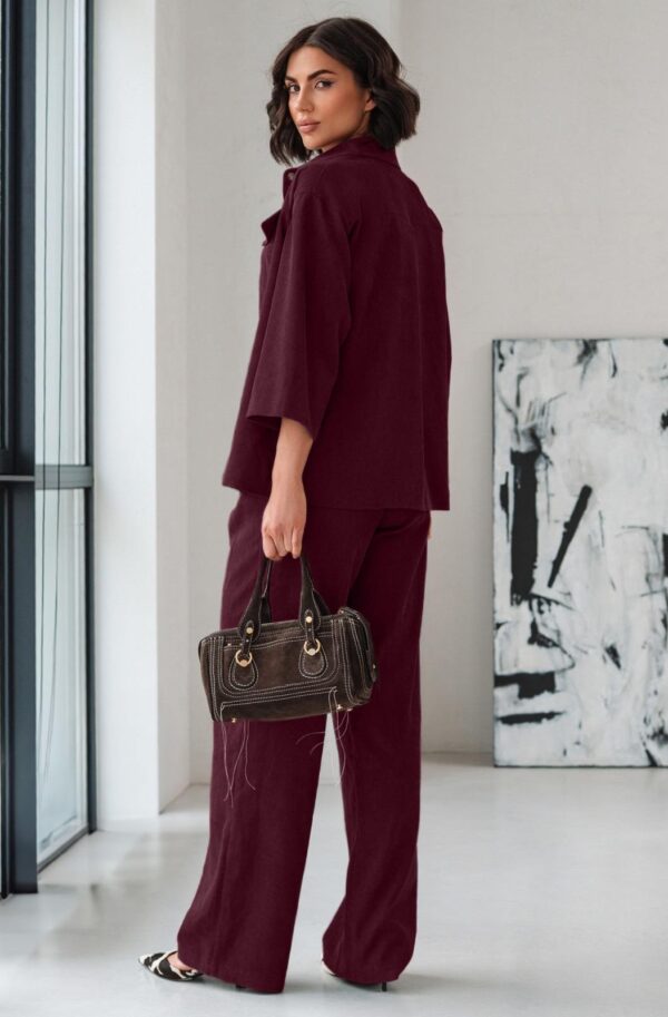 Костюм-двійка з мікровельвету бордовий | 91676