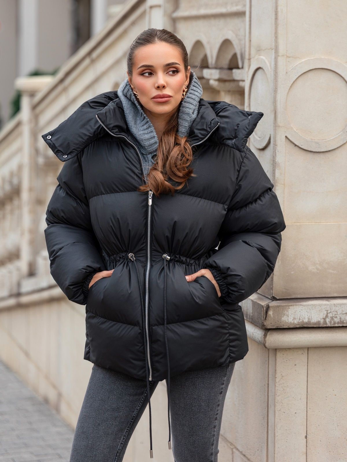 Куртка пуфер зі знімним каптуром чорна | 91886 Куртка пуфер зі знімним каптуром чорна | 91886