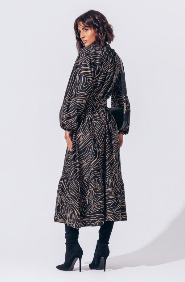 Сукня в принт з мікровельвету чорна | 91638