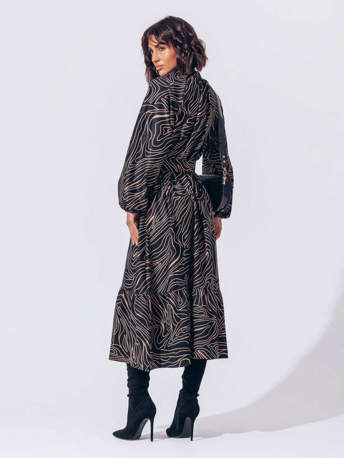 Сукня в принт з мікровельвету чорна | 91638