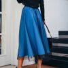Стильна двошарова спідниця-напівсонце синя | 91423 Стильна двошарова спідниця-напівсонце синя | 91423