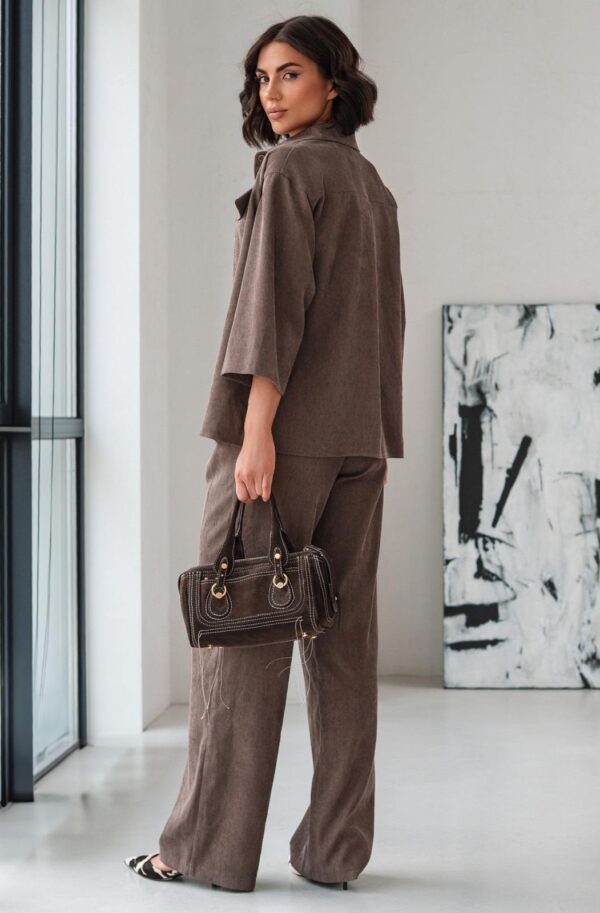 Костюм-двійка з мікровельвету коричневий | 91664