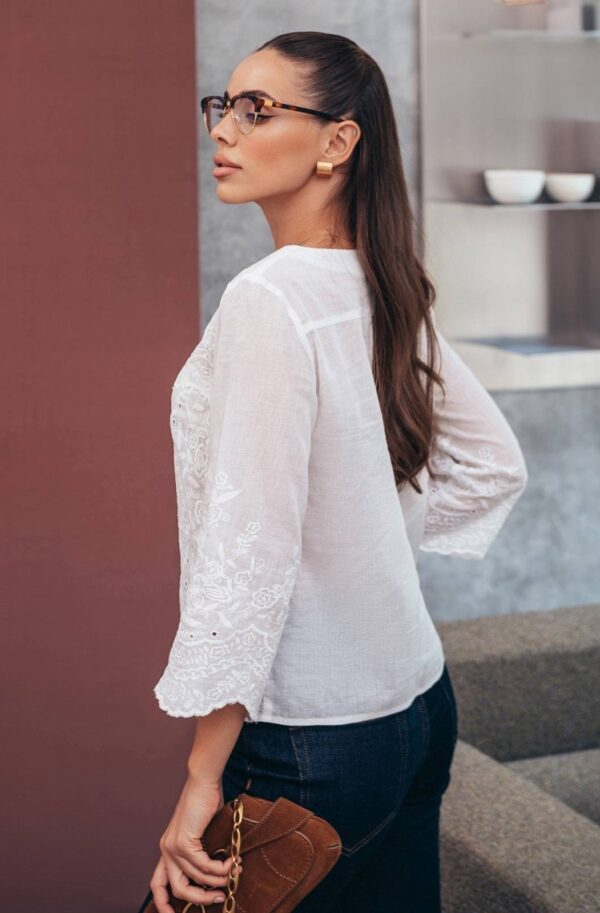Блузка молочна з бавовняної прошви | 91131