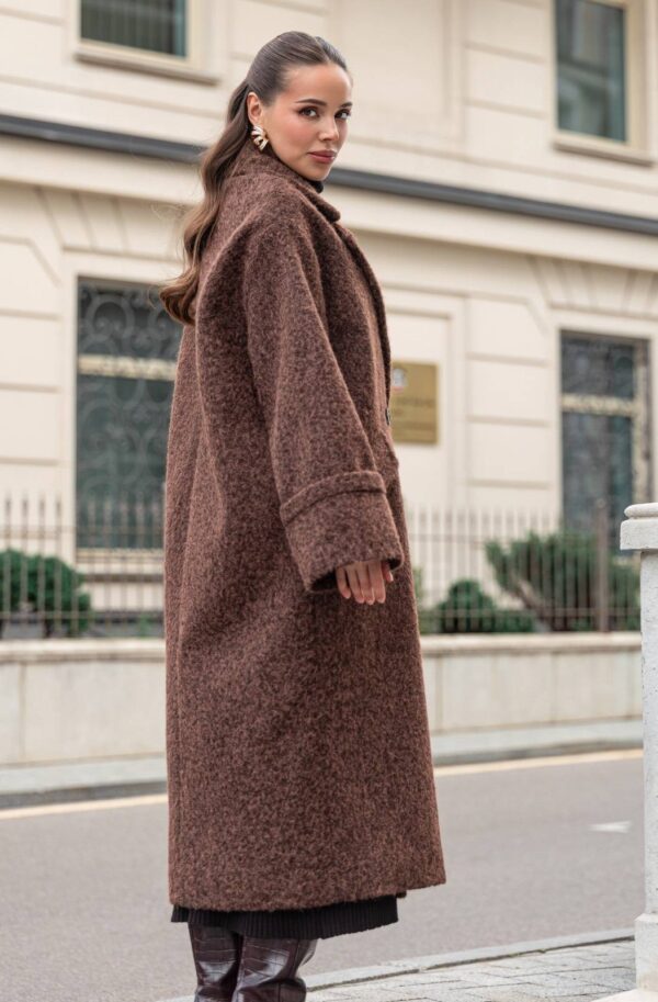Демісезонне об'ємне пальто коричневе | 91895