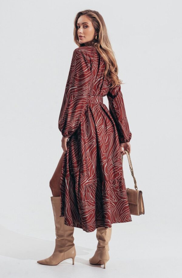 Сукня в принт з мікровельвету коричнева | 91656