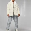 Зимова коротка куртка молочна з поясом | 91315 Зимова коротка куртка молочна з поясом | 91315