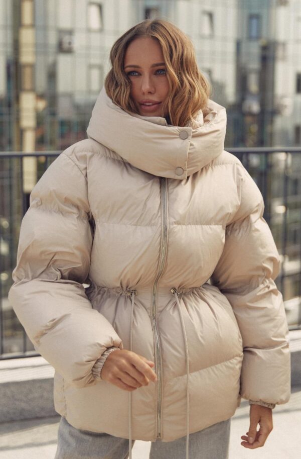 Зимова куртка зі знімним каптуром бежева | 91862