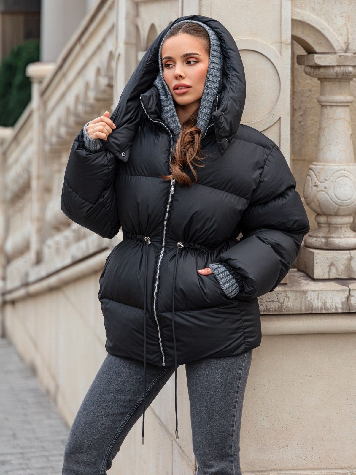 Куртка пуфер зі знімним каптуром чорна | 91886 Куртка пуфер зі знімним каптуром чорна | 91886