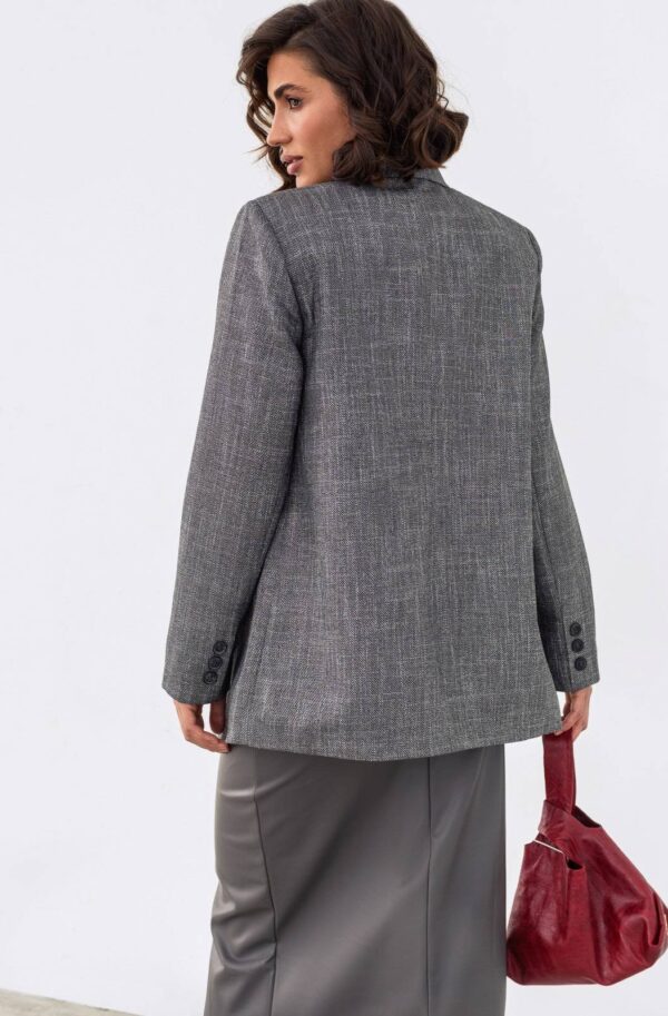 Піджак з ниткою люрексу темно-сірий | 91435