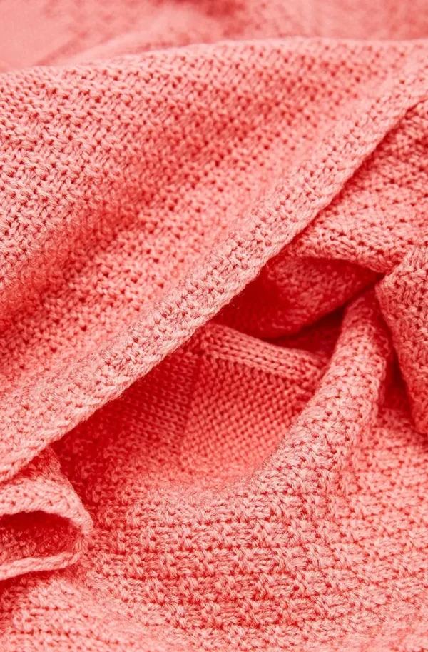 В'язаний плед персиковий 120x120 | 91452