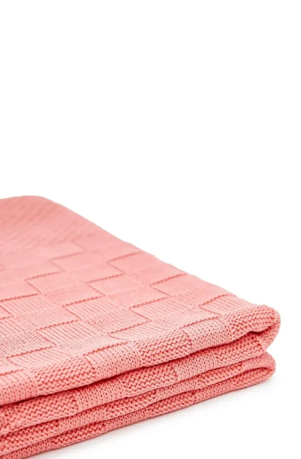 В'язаний плед персиковий 120x120 | 91452