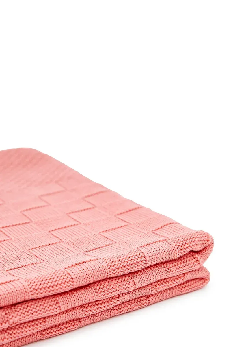 В'язаний плед персиковий 120x120 | 91452