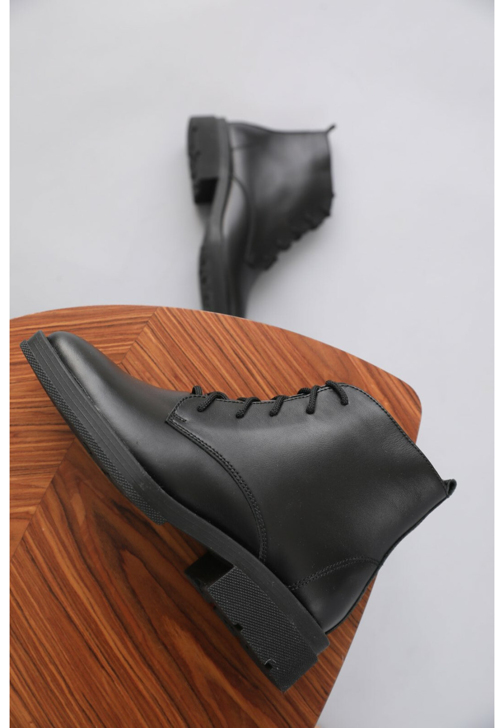 Демісезонні черевики на шнурівці чорні | 91581