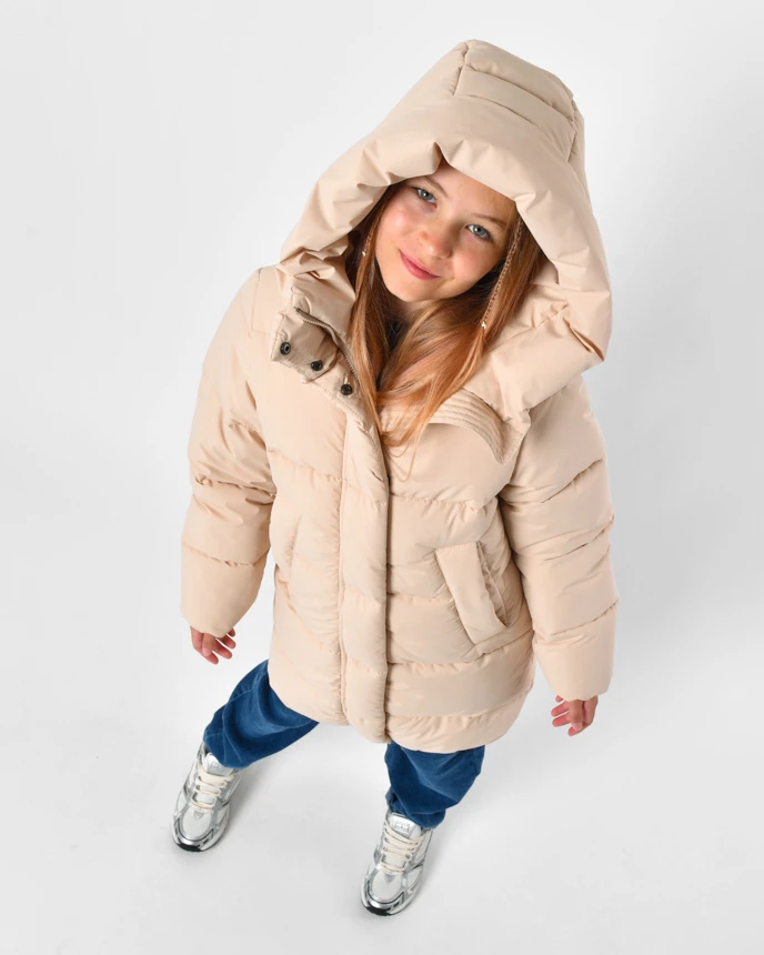 Зимовий пуховик для дівчаток бежевий | 92185 Зимовий пуховик для дівчаток бежевий | 92185