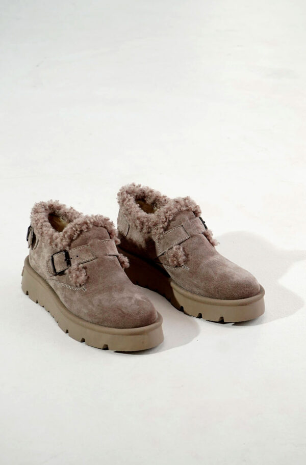 Короткі зимові замшеві черевики бежеві | 92122