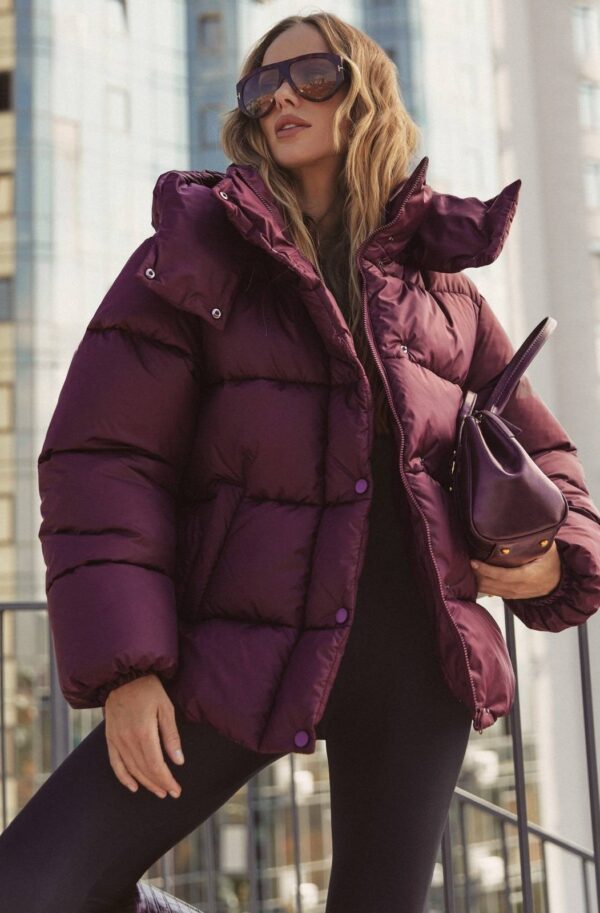 Зимова куртка знімним капюшоном бордова | 92090