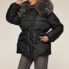 Куртка зі штучним хутром на комірі чорна | 92467 Куртка зі штучним хутром на комірі чорна | 92467