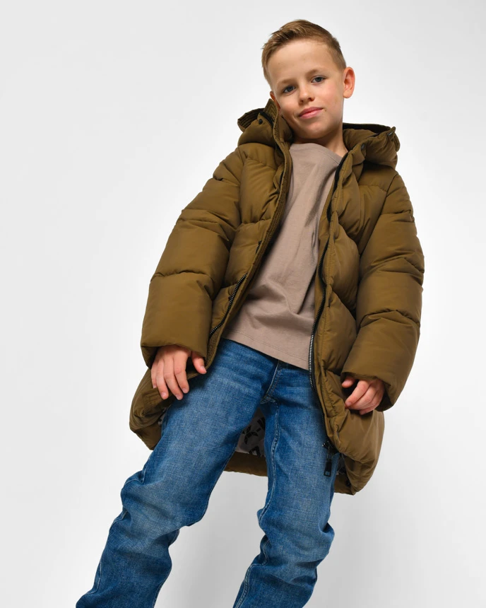 Зимовий пуховик хакі для хлопчиків | 92395 Зимовий пуховик хакі для хлопчиків | 92395