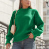 Напіввовняний рельєфний светр зелений | 92429 Напіввовняний рельєфний светр зелений | 92429